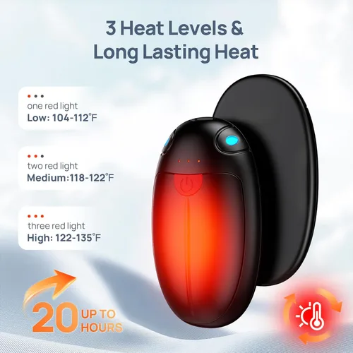Miniatura 3 de HAWANA - Calentadores de manos recargables, 2 paquetes de calentadores de manos portátiles de bolsillo, calentadores eléctricos de doble calor de 20