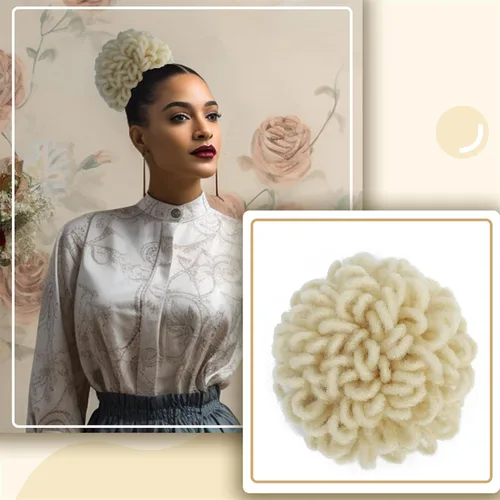 Miniatura 19 de DreadLocks Chignons Afro High Puff Cola de Caballo con Cordón Moño de Cabello Postizos Faux Locs Chignons con Clip Cola de Caballo para Mujeres
