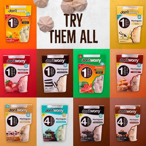 Miniatura 7 de DON'TWORRY Galletas de merengue sin gluten, paquete de 4 Solo 4 calorías por pieza rellenas de chocolate, aptas para dieta cetogénica Bocadillos