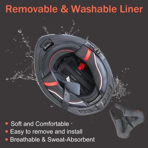 Miniatura 6 de Casco modular de motocicleta para hombres y mujeres, casco de motocicleta abatible de doble visera, aprobado por DOT, casco de cara completa