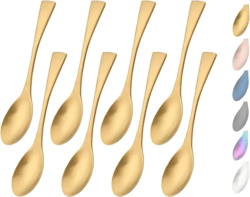 Miniatura 12 de Cucharas negras mate, cucharas pequeñas de postre de 6.0 pulgadas, mini cucharas de acero inoxidable 18/10 para café, helado, pudín, yogur, cucharas