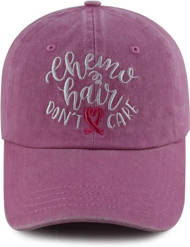Miniatura 7 de Tbstlumd Chemo Hair Don't Care - Gorra de béisbol para mujer, divertida gorra de béisbol bordada ajustable de algodón rosa
