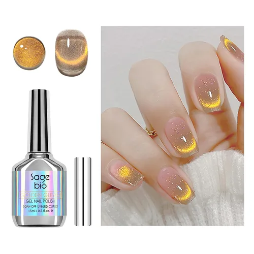 Miniatura 18 de Esmalte de uñas de gel de ojo de gato con barra magnética, 15ml de esmalte de uñas holográfico con purpurina, efecto magnético para manicura DIY