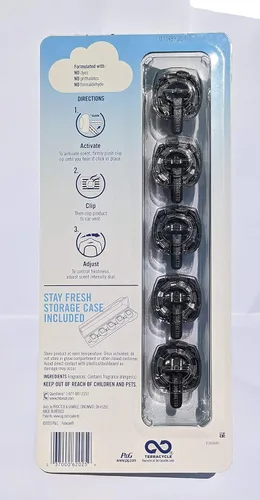 Miniatura 2 de Febreze Ambientador para automóvil, juego de 5 clips de aroma de ganancia más estuche de almacenamiento adicional