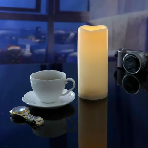 Miniatura 55 de 4 velas LED escalonadas sin flama, de pilas, impermeables, para exteriores, con temporizador, luz nocturna parpadeante de resina plástica, para Cera.