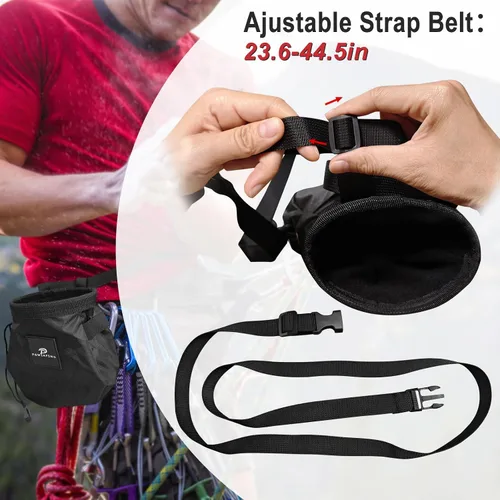 Miniatura 3 de Bolsa de tiza para escalada en roca y bouldering: bolsa de tiza para interiores y exteriores, para hombres y mujeres, equipo y accesorios de escalada