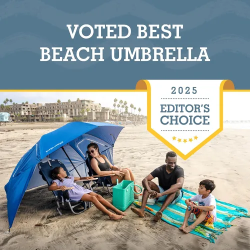 Miniatura 2 de Sport-Brella Super-Brella UPF 50+ Sun and Rain Canopy Umbrella, 8 Foot Portable Beach Shelter with Side Panels, Wind Flaps, and Carry Bag, Blue