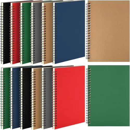 Miniatura 20 de Leelosp 12 cuadernos pequeños en espiral forrados en espiral, cuaderno con rayas universitarias, cubierta de papel kraft encuadernado con alambre