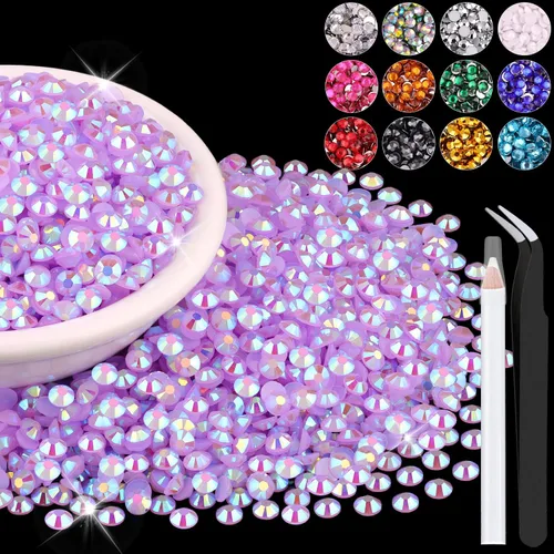 Miniatura 106 de 12000 diamantes de imitación de resina de 0.079 pulgadas a granel para manualidades (transparente), cristales deslumbrantes con parte trasera plana