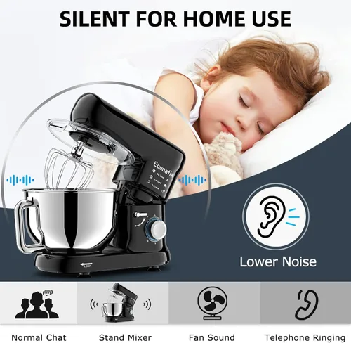Miniatura 7 de Batidora de cocina con soporte, 6.5Qt, batidoras de pie para el hogar, batidora eléctrica de 660W con cabezal inclinable de 6+P velocidades