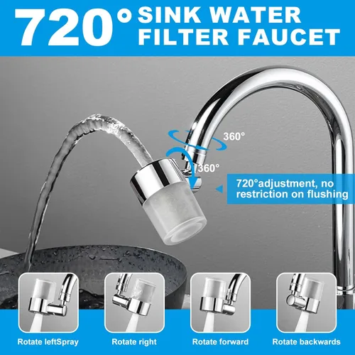 Miniatura 4 de Grifo de filtro de agua para fregadero, purificador de agua giratorio de 720°, filtro de grifo de baño que elimina cloro, fluoruro de cloro, metales