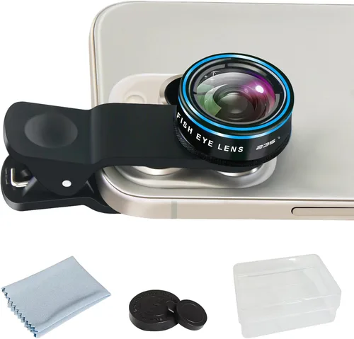 Miniatura 7 de Lente de ojo de pez de 235° para cámara de teléfono, lente de ojo de pez para iPhone 14 13 12 X XR Pixel Samsung Smartphone, lente con clip para Ojo