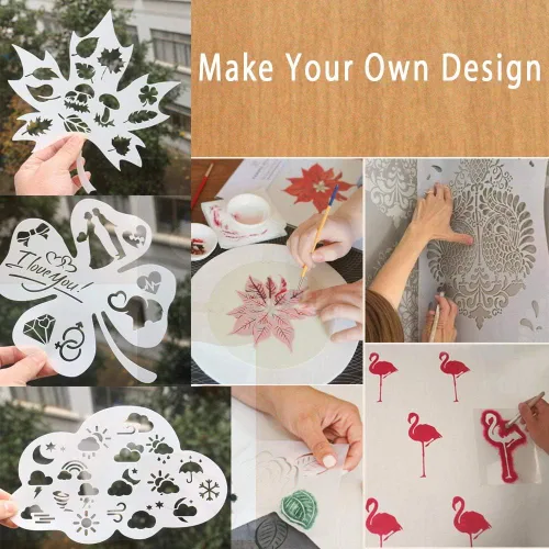 Miniatura 4 de Paquete de 12 hojas de plantillas de Mylar transparente de 4 mil, plantillas en blanco de 12 x 12 pulgadas, material de plantilla reutilizable, haz