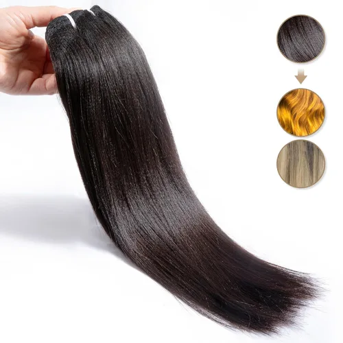 Últimos 5 años 10 pulgadas corto ligero Yaki recto relajado recto recto cabello humano crudo 1 paquete Natural grueso yaki rizado recto un donante