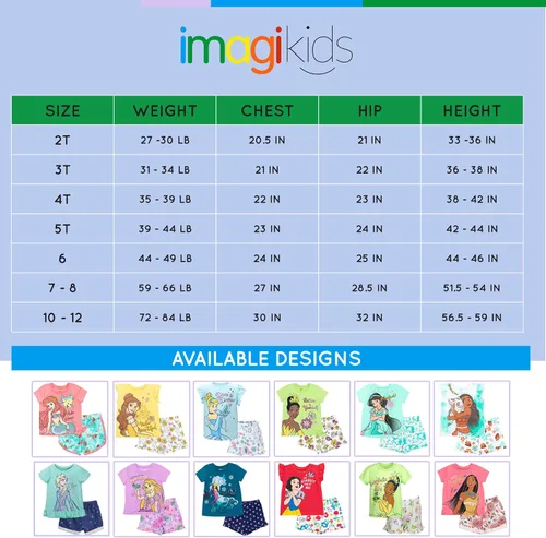 Miniatura 5 de Disney Frozen Moana Princess Tiana - Conjunto de camiseta floral y pantalones cortos de rizo francés para niños pequeños y grandes
