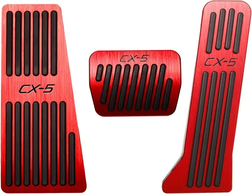 BOYUER Juego de 3 almohadillas antideslizantes para pedal de acelerador de gas de freno de aluminio sin taladrar para Mazda CX-5 2013-2025 (rojo)
