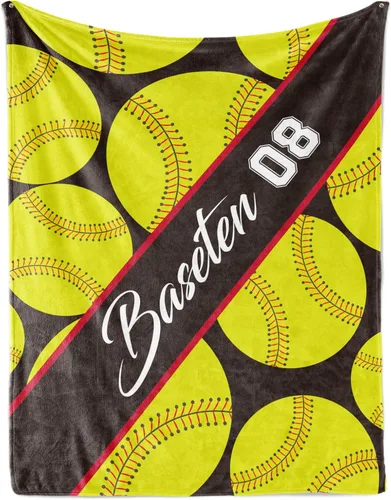 Miniatura 9 de Manta de sóftbol personalizada con nombre y número, manta de sóftbol personalizada de franela súper suave, regalo de sóftbol para niños, niñas