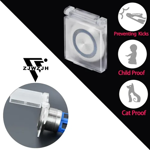 Miniatura 6 de Cubierta para interruptor de botón de 0.630 in, seguridad transparente, protector de tapa de interruptor de botón de encendido, para orificio