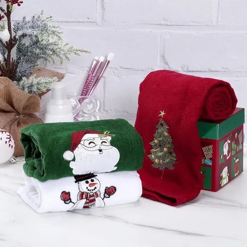Miniatura 5 de Toallas de mano de Navidad de gran tamaño 25x18 algodón, alta absorción, toallas decorativas navideñas para lavar platos, toallas para lavar