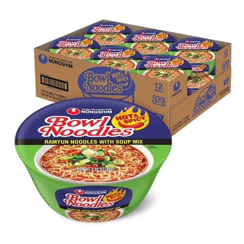 Miniatura 18 de Nongshim Kimchi Instant Ramen - Tazón para sopa de fideos, paquete de 6, Ramyun coreano con verduras, apto para microondas