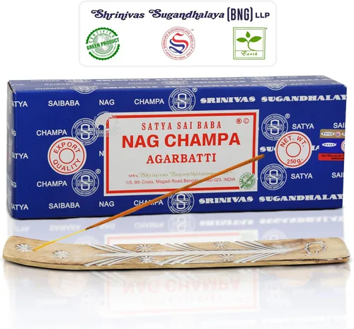 Satya Nag Champa - Varillas de incienso Bangalore, paquete de 250 gm, natural, enrollado a mano, no tóxico, juego de insense Nagchampa BNG con