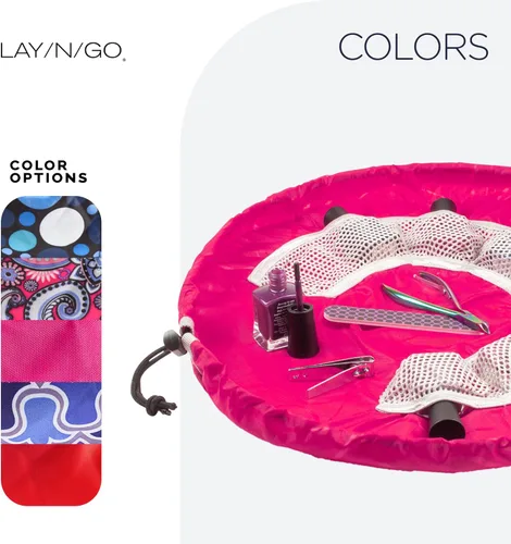 Miniatura 6 de Lay-n-Go NailSpa - Bolsa de cosméticos con cordón - Organizador portátil de suministros para uñas con 8 bolsillos elásticos de malla y centro What A