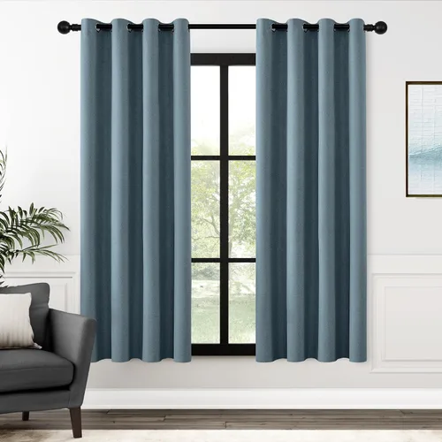 Miniatura 87 de ChrisDowa Cortinas 100% Opacas de Abedul Sólido de 45 Pulgadas de Largo, 2 Paneles para Dormitorio y Sala de Estar, Estilo Granja Oscurecedoras