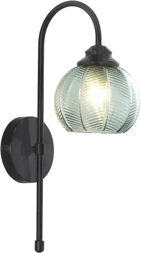 Miniatura 17 de KCO Lighting - Lámpara de pared vintage con globo de vidrio verde y brazo de latón cepillado - Aplique de globo grande, acabado dorado - Lámpara