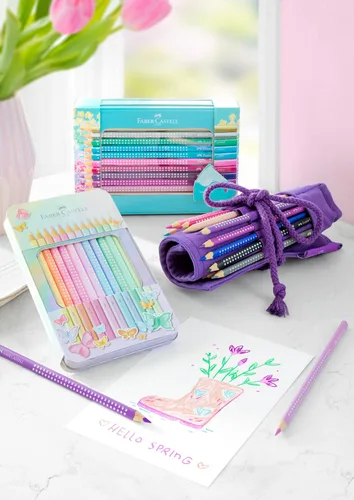 Miniatura 7 de Faber-Castell Lápices de color Sparkle Pastel, paquete de 12 en estuche de metal