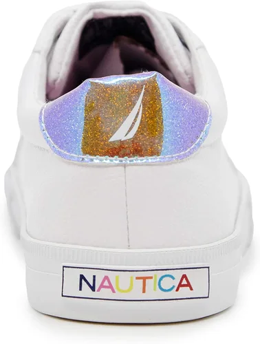 Miniatura 3 de Nautica Zapatos de moda para niñas, tenis bajos con cordones para niños grandes, niños pequeños y niños pequeños (tacón regularsuela de plataforma)