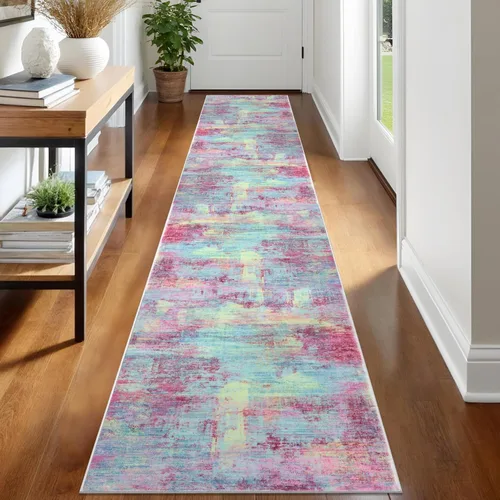 Miniatura 300 de IOHOUZE Alfombra pequeña abstracta de 2 x 3 pies, alfombra de entrada lavable para entrada interior, alfombras con respaldo de goma, alfombra gris
