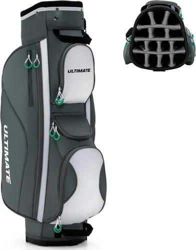 Miniatura 8 de Goplus Bolsa de carrito de golf con 14 divisores superiores, bolsa de golf con 7 bolsillos con cremallera, bolsa refrigerante, capucha para lluvia
