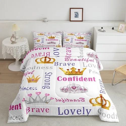 Miniatura 8 de Castle Fairy Juego de edredón de hongos, tamaño individual, lindo juego de ropa de cama de hojas de palma de rana y 2 piezas para decoración