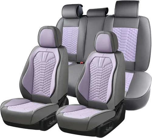 Miniatura 30 de Coverado Fundas de asiento delantero, 2 piezas de fundas de asiento universales para automóviles, de piel de napa transpirable, impermeable, Beige