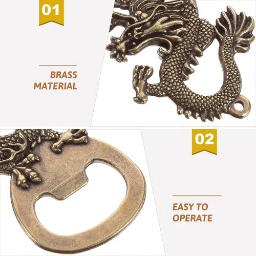 Miniatura 3 de Abrebotellas de dragón Abrebotellas de cerveza 2024 Año Nuevo chino Zodiaco Animal Abrebotellas Metal Vintage Abrebotellas Llavero Dragón Dorado