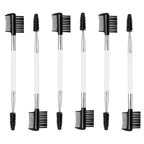 Miniatura 8 de Cepillo de pestañas de cejas 2PCS Peine de pestañas de cabeza 3 Cepillo de doble cabeza Cepillo de maquillaje Herramienta de aseo cosmético (negro)