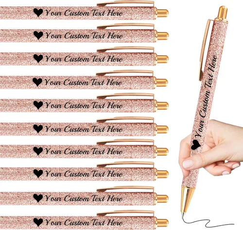 Miniatura 68 de Bolígrafos personalizados con purpurina con nombre a granel, 10 unidades, bolígrafos personalizados con punta de lápiz digital para mujeres y niñas