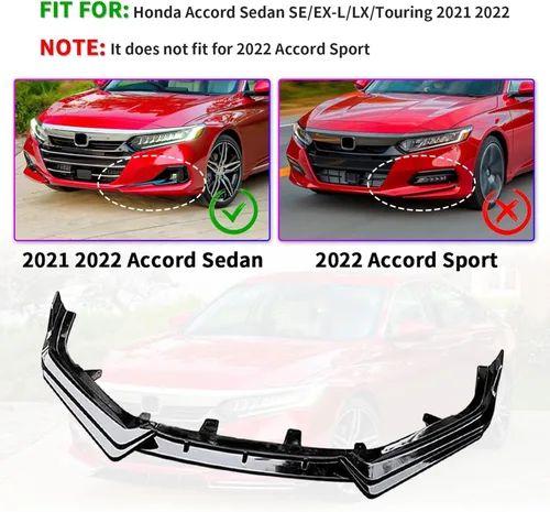 Miniatura 2 de Archaic Borde de parachoques delantero compatible con Honda Accord 10.5th Sedan SE/EX-L/LX/Sport/Touring 2021 2022, kit de carrocería divisor debajo