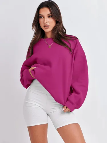 Miniatura 2 de ANRABESS Sudadera de gran tamaño para mujer, con cuello redondo, estilo Y2K, sudadera con capucha de forro polar, cómoda, camiseta informal, ropa