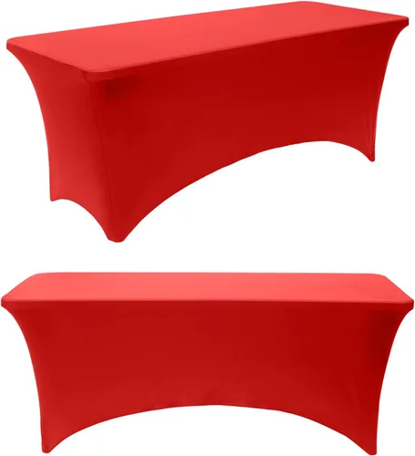 Miniatura 14 de Paquete de 2 manteles rectangulares elásticos de 6 pies para cocina, comedor, elástico, resistente a las arrugas, de elastano, lavable, para Rosa