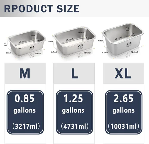 Miniatura 2 de Cuencos de Acero Inoxidable para Perros Grandes, Cuencos de Alimento de Perro de Metal de Alta Capacidad, Cuenco de Comida y Agua para Perros Acero