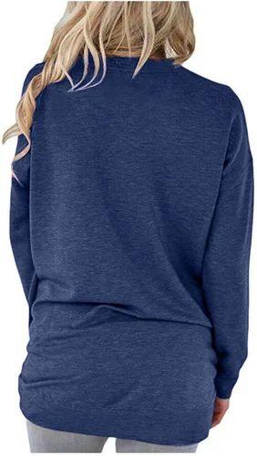 Miniatura 4 de ONLYSHE - Sudadera para mujer, cuello redondo, casual, holgada camiseta manga larga