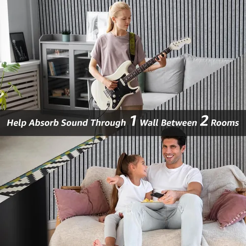 Miniatura 9 de Art3dwallpanels Paquete de 10 Paneles Acústicos, 48" X 12" X 0.43" Paneles de Pared Insonorizados, Autoadhesivos de Alta Densidad que Absorben