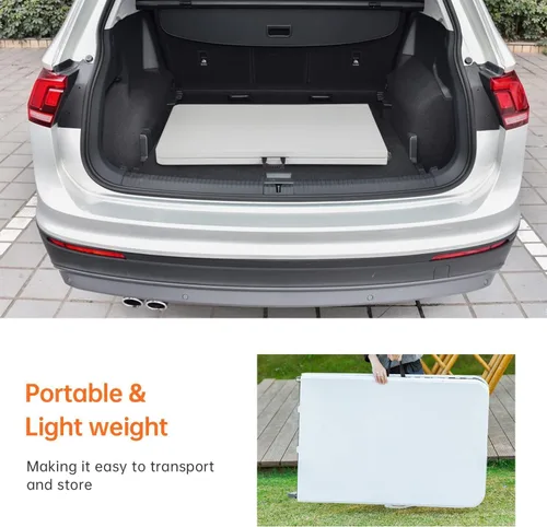 Miniatura 5 de Mesa plegable, mesa de camping de plástico de 8 pies, mesa de fiesta portátil con asa de transporte para fiestas, bodas, barbacoa, camping, comedor
