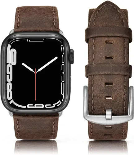 Miniatura 19 de Correa de cuero compatible con correas de Apple Watch de 1.811 in, 1.772 in, 1.732 in, 1.654 in (Serie 1/2/3) para hombres y mujeres, correa