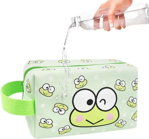 Miniatura 4 de Bolsa de maquillaje Kawaii, bolsa de cosméticos de viaje de piel sintética de dibujos animados, pequeña bolsa de maquillaje para niñas, bonita bolsa