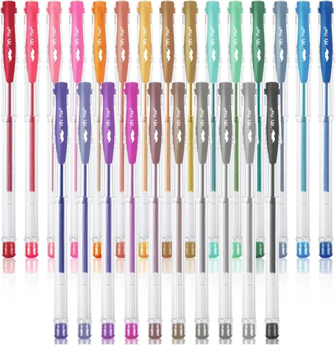 Mr. Pen - Bolígrafos de gel metálicos, 25 colores metálicos únicos, bolígrafos de gel para libros de colorear para adultos