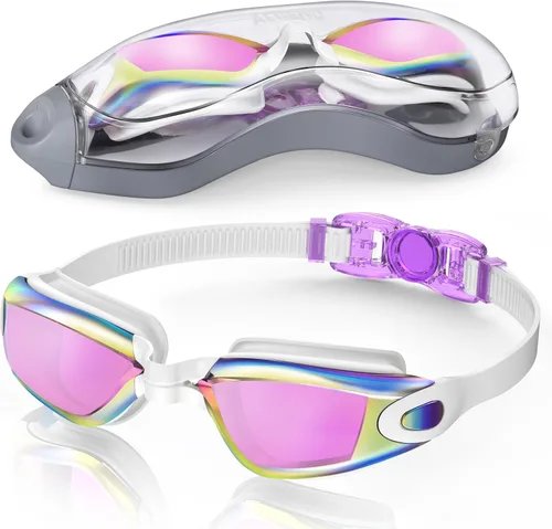 Miniatura 36 de Aegend Gafas de natación, gafas de natación sin fugas, protección completa para adultos, hombres, mujeres y jóvenes Azul y plateado.