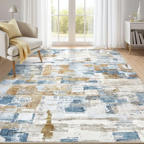 Miniatura 36 de kakania Alfombra lavable de 3 x 5, antideslizante, moderna, de pelo bajo, para entrada, dormitorio, cocina, baño, apta para niños, mascotas, robot