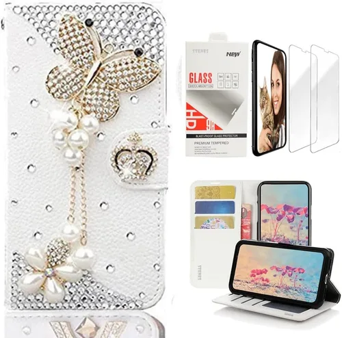 Miniatura 9 de Bling Wallet Case - SSBLDwSPSeries-16 - Funda de piel con correa para la muñeca y protector de pantalla (2 unidades)